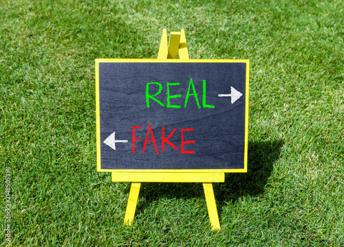 Принти на полотні Real or fake words symbol