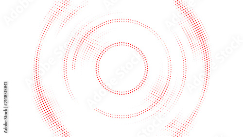 Abstract red halftone concentric circle pattern with radial dotted gradient, modern geometric background for branding, print and Vector Illustration