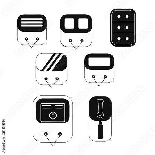 Set of industrial controls and electronic interface modules with industrial