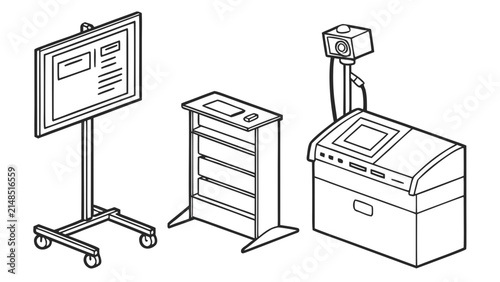 Medical testing and diagnostic laboratory equipment icons with diagnostic