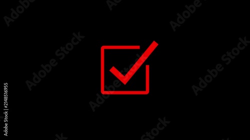 Animated Red check mark icon. right check mark icon transparent background.4k motion graphics video