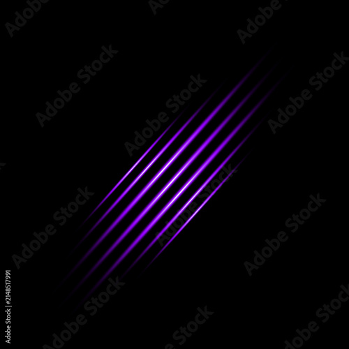 Abstract purple glowing lines forming a dynamic light effect isolated on a deep black background
