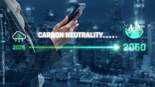 Cuadro en lienzo Carbon neutrality timeline illustrates carbon, neutrality, and reduction targets
