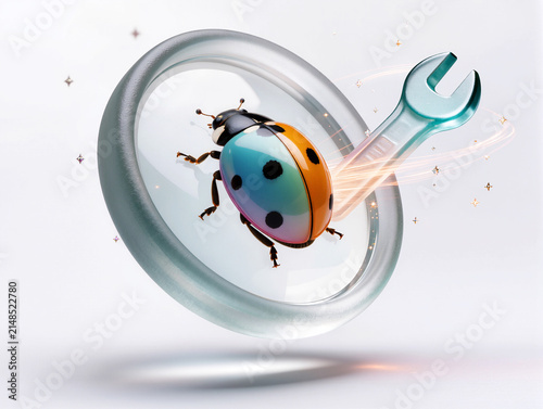 Software Bug Fix and Debugging 3D Glass Icon