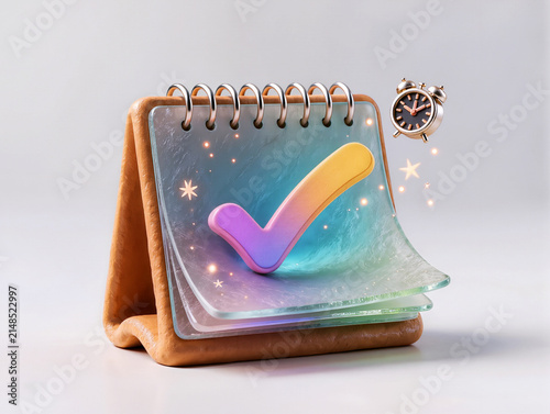 Task Calendar Reminder Schedule Management 3D Glass Icon