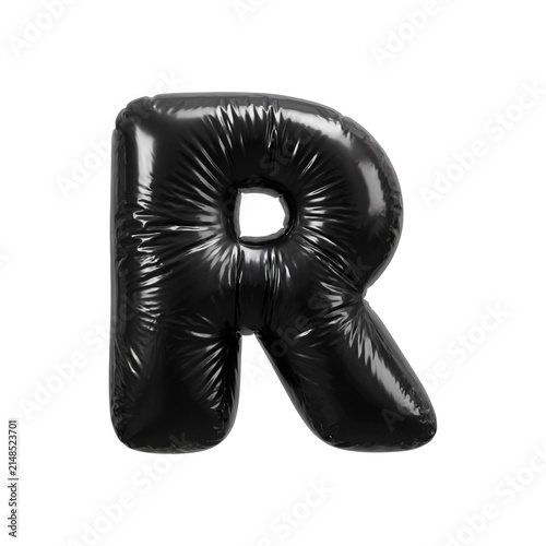 Trash bag letter R - Capital polyethylene bin liner font isolated on white background. Perfect alphabet for creative illustrations related to Ecology, recycling, garbage...