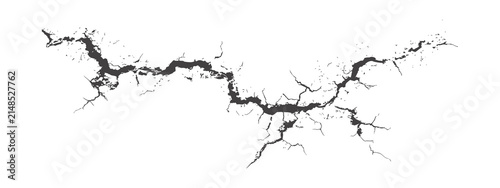 Foto Realistic ground crack vector with broken earth fracture, damaged surface textur