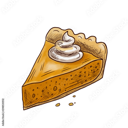 Foto Watercolor slice of pie with whipped cream illustration