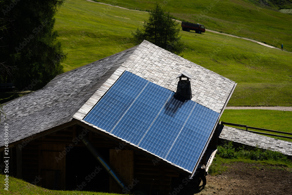 Fototapeta premium Solar panels on roof of the modern single family house