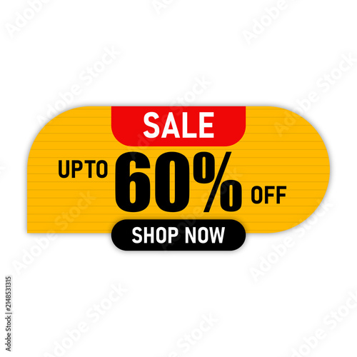 Sale Banner with Up to 60% Off Discount and Shop Now Promotional Template