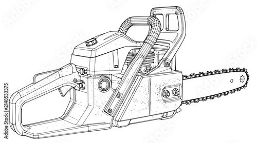 Bild auf Leinwand Professional Gasoline Chainsaw Line Art Illustration Featuring Portable Power To