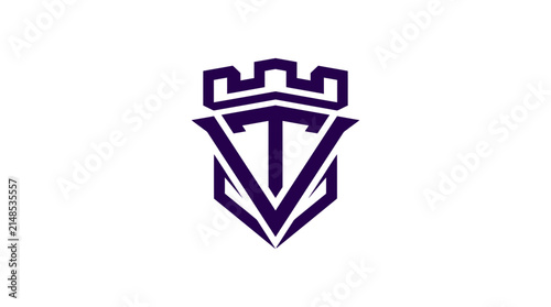 Purple shield with crown castle emblem logo