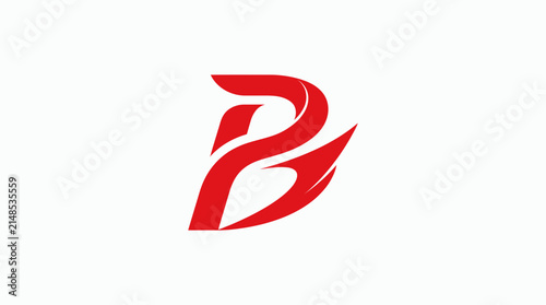 Red abstract letter B flame logo.