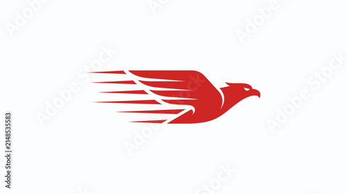 Red eagle head with motion speed lines logo.