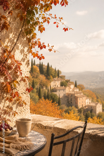 cup of coffee and autumn leaves