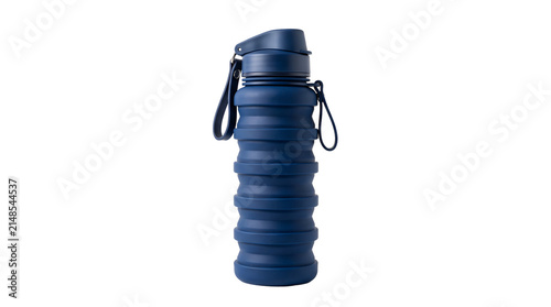 Quadro su tela Blue collapsible silicone water bottle with a strap for travel