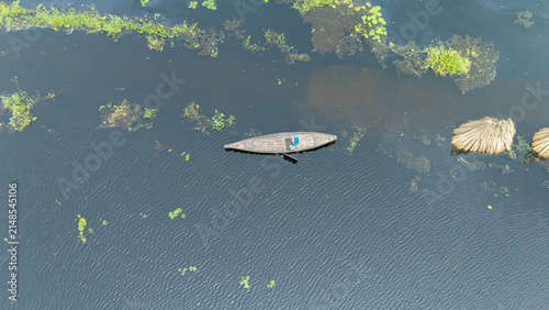 Canvastavla Flooded monsoon waters cover Bortir Bil, North 24 Parganas, West Bengal, India