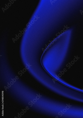 Deep blue fluid light wave form on a dark background, minimalist abstract