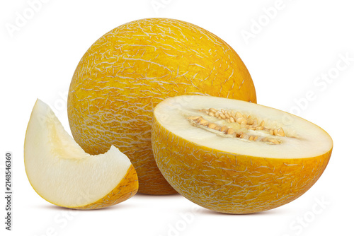 Bild auf Leinwand Whole Yellow Torpedo Melon Isolated on White Background