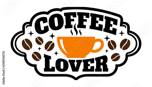 Vibrant coffee lover emblem for cafe branding and advertising