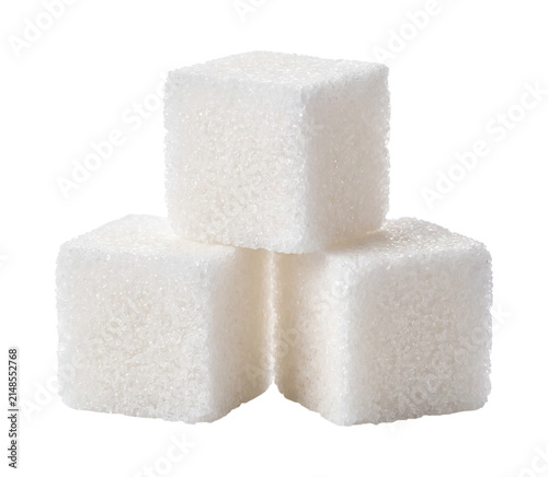 Sugar cubes stacked, granulated texture isolated on transparent background