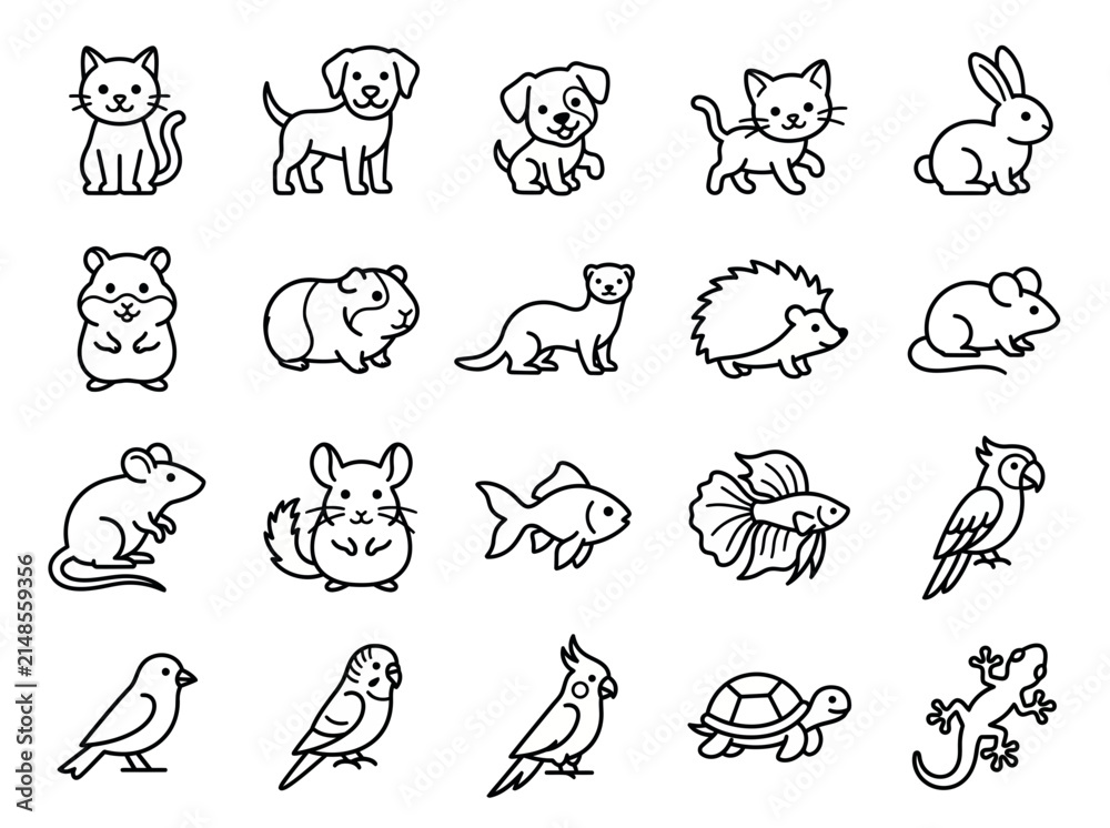 Obraz premium Animal outline icons