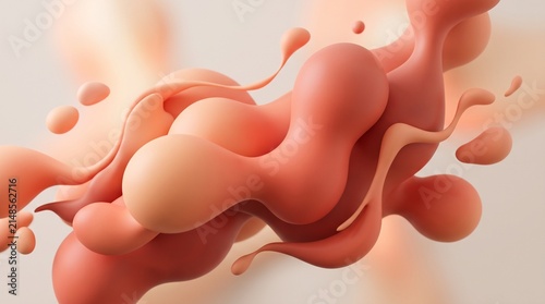 Abstract Organic Flow: A captivating 3D render of flowing, interconnected organic shapes in warm peach and coral hues, suggesting fluid movement and a sense of gentle expansion.