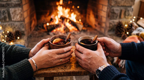 woman and man drinking tea on holiday
