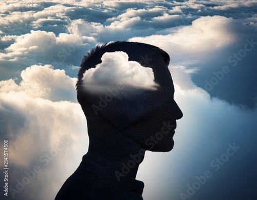 Surreal Concept of Human Mind and Nature Fusion in the Sky