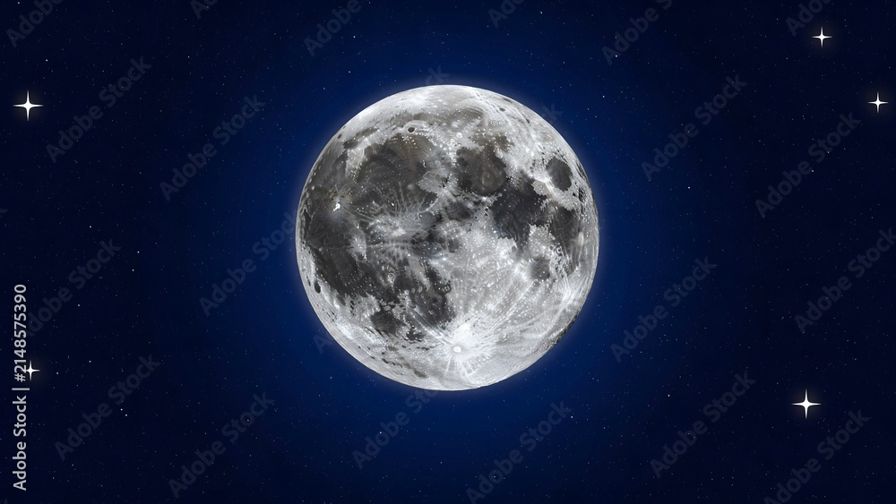 Obraz premium Full Moon in a Starry Night Sky