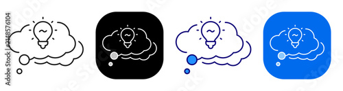 Quadro su tela Thought cloud with lightbulb for creative imagination and idea planning