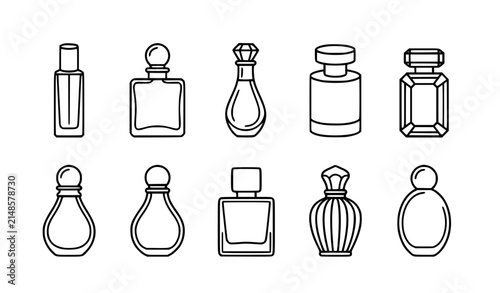 Foto Modern Perfume Bottle Line Art Vector Outline Illustration