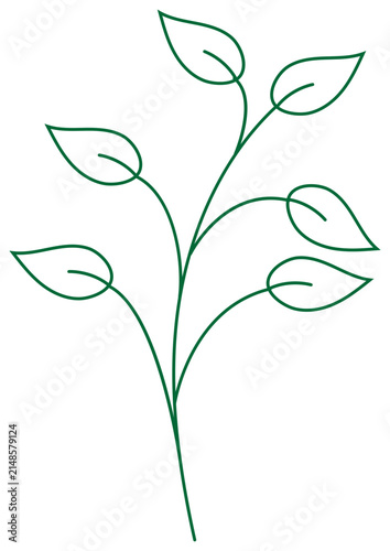 Minimalist botanical branch line art vector logo design. Elegant leaves twig outline illustration for beauty salon, spa, natural organic cosmetics branding, modern aesthetic layout