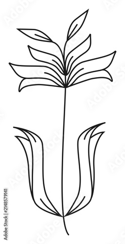 Minimalist lotus flower line art vector logo design. Elegant exotic blossom outline illustration for beauty salon, spa, natural organic cosmetics branding, modern aesthetic design, or tattoo.