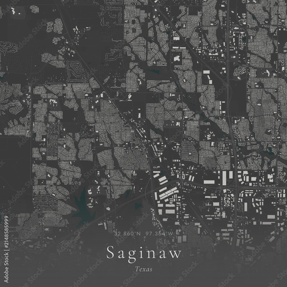 Fototapeta premium Minimalist Street Map of Saginaw, United States | Black and White Line Art
