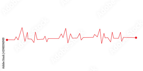 Konstfotografi Red heart rate monitor line showing a pulse beat on a simple horizontal graphic
