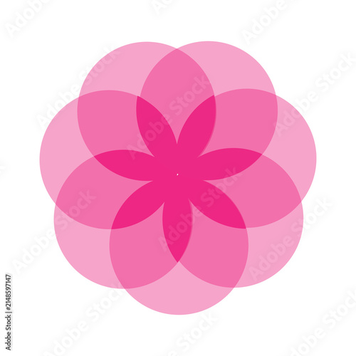 Quadro su tela Abstract pink flower shape made of overlapping circles for modern graphic design