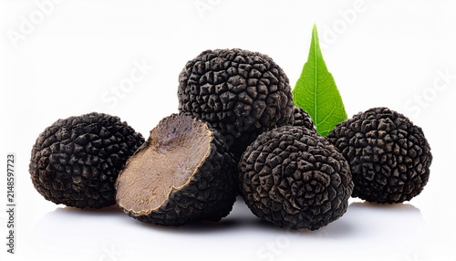 Black Truffles On A White Background