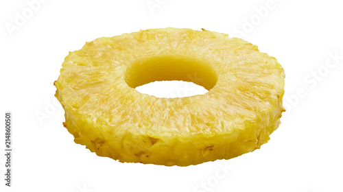 Foto Juicy yellow pineapple ring slice, isolated on transparent background