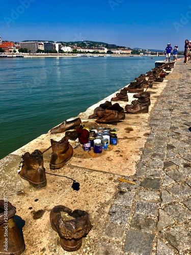 Shoes on the Danube Bank memorial in Budapest, Hungary.