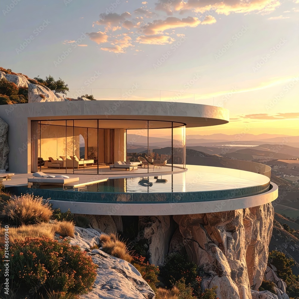 Fototapeta premium Modern cliffside home