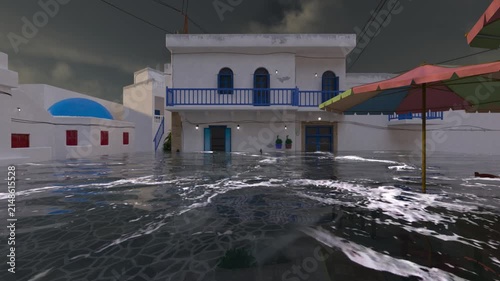 水没した都市　3DCGレンダリング