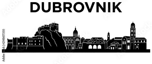 Dubrovnik Croatia City Skyline Silhouette Vector Illustration