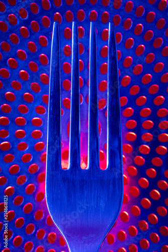 Fork On Drain, A Blue and Red Abstract