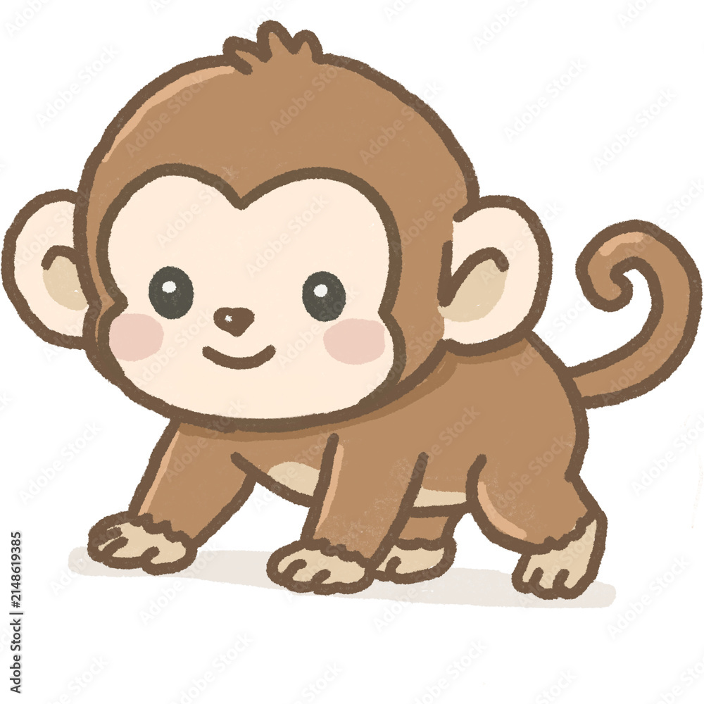 Obraz premium Hand Drawn Cute Monkey Character Illustration 