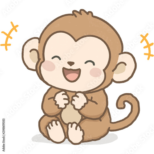 Canvas Print Hand Drawn Cute Monkey Character Illustration