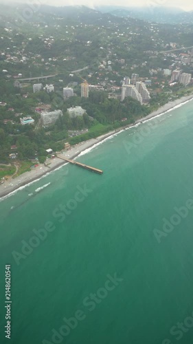 aerial view of black sea beach