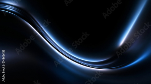 Abstract Dark Futuristic Wave Background with Blue Light
