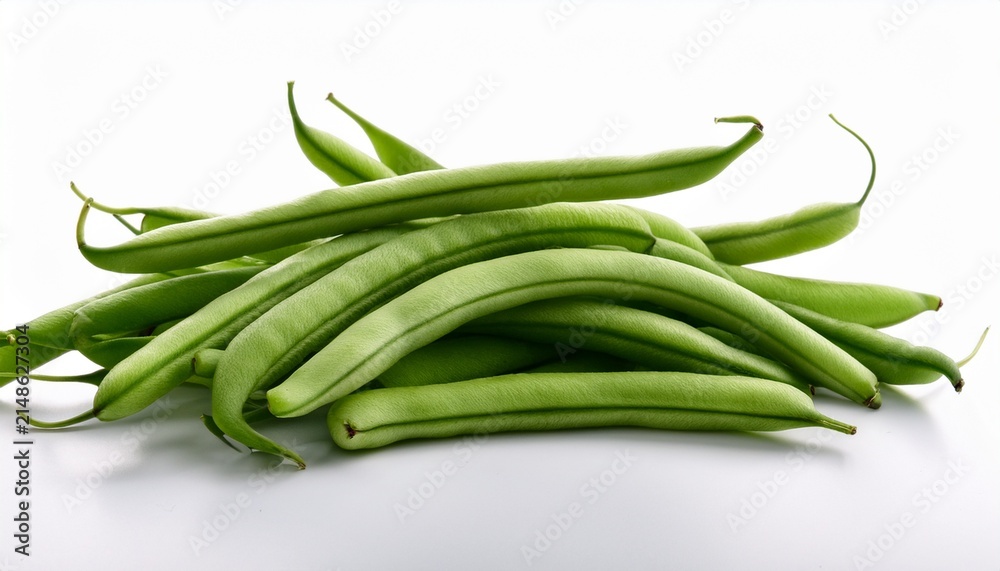 Fototapeta premium Green Beans On White Background