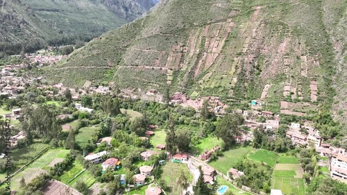 Aerial View of Ollantaytambo Sacred Valley, Cusco, Peru